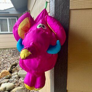 Vintage 90s Fisher Price Big Things Pink Elephant Puffalump Stuffed Animal Plush